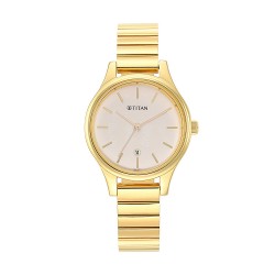 Titan Karishma NS2679YM01 Beige Dial Golden Stainless Steel Strap Quartz Women's Watch