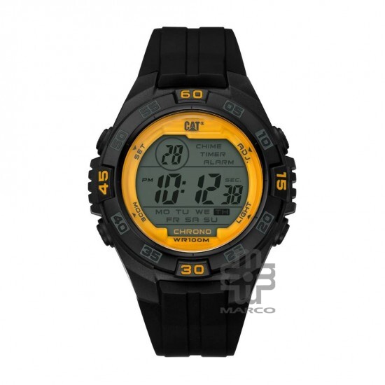 Caterpillar DIGIMAX OC-167-21-247 DIGITAL SILVER YELLOW DIAL BLACK PU STRAP MEN WATCH