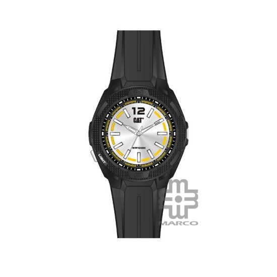 Caterpillar Phoenix P9-160-21-227 Silver Yellow Dial Black Rubber Strap Analog Men Watch