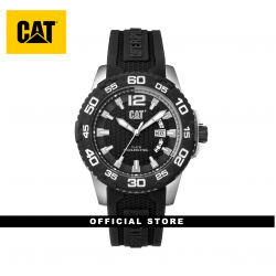 CAT DRIVE DATE PW-141-21-121 BLACK SILICON STRAP MEN WATCH