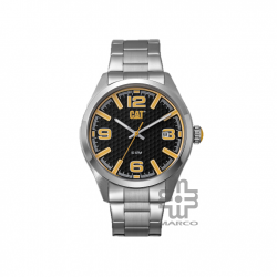 Caterpillar H-Dial QA-141-11-137 Black Yellow Stainless Steel Analog Watch | 100M | 44MM | 2Y Warranty