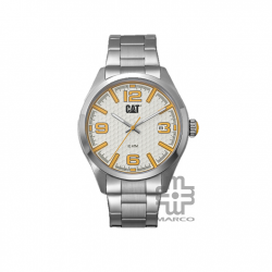 Caterpillar H-Dial QA-141-11-237 White Yellow Stainless Steel Analog Watch | 100M | 44MM | 2Y Warranty