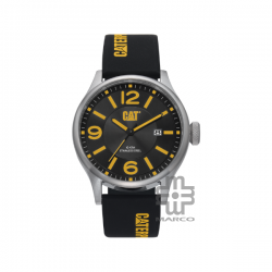 Caterpillar DIAM QB-141-27-137 | Black Yellow Silicone Strap l | Analog Watch | 10 ATM | 44MM | 2Y Warranty