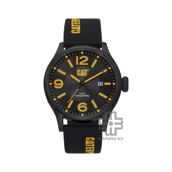 Caterpillar DIAM QB-161-27-137 | Yellow Black Silicone Strap l | Analog Watch | 10 ATM | 44MM | 2Y Warranty