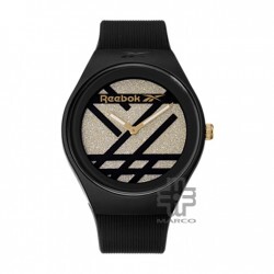 REEBOK SPARKLE RUN 2.0 GLITTER RV-SR2-L1-PBPB-22 Gold Dial Black Rubber Strap Analog Women Watch