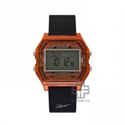 Reebok Nerd RV-VNE-U9-PZIB-BB Transparent Rich Ochre Case Black ABS Silicone Strap Digital Dial Unisex Watch