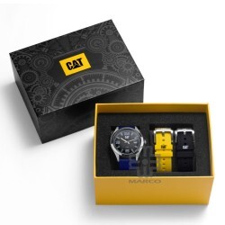 Caterpillar H-Dial SET-QA-136 | Black Blue Silicone Strap| Analog Watch | FREE 2x strap