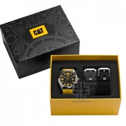 Caterpillar H-Dial SET-QA-137 | Black Yellow Silicone Strap| Analog Watch | FREE 2x strap