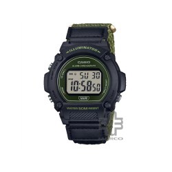 Casio General W-219HB-3AV Green Cloth Band Men Watch